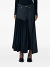 Yohji Yamamoto Denim Midi Skirt With Contrast Panels.mid Risetop-button And Zip-fly Fasteningbelt Loopsfive Pocketc In Black