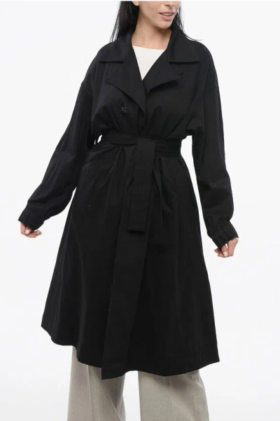 Yohji Yamamoto Denim Oversized Coat In Black