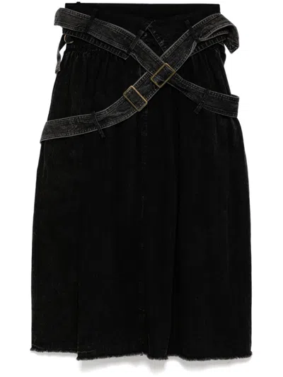 Yohji Yamamoto Denim Skirt In Black