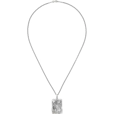 Yohji Yamamoto Devil Plate Pendant Necklace In Silver