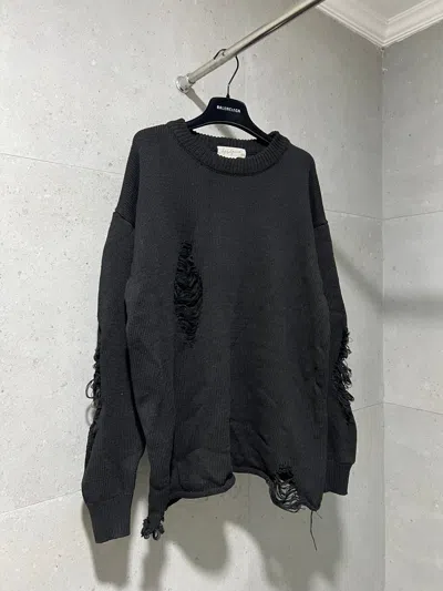 Pre-owned Yohji Yamamoto Distress Sweater Thermal Knit In Black
