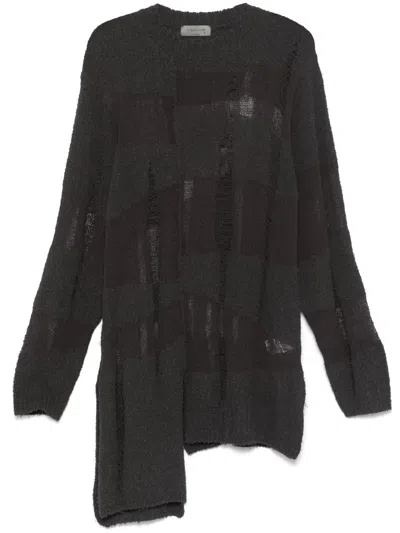 Yohji Yamamoto Gray 5g Randome Damage Processed Sweater In 1 Charcoal