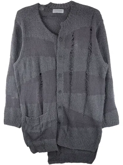 Yohji Yamamoto Distressed Patchwork Cardigan In Grey