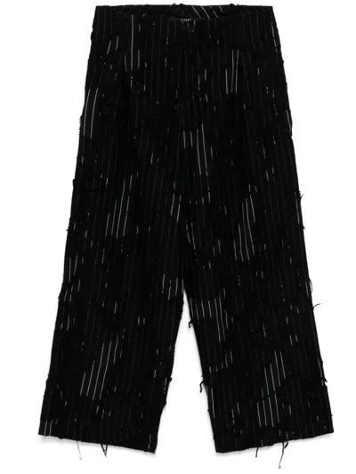 Yohji Yamamoto Distressed Straight Trousers In Black