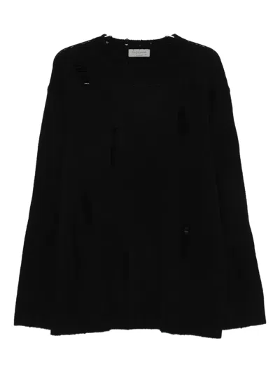 Yohji Yamamoto Distressed Wool Sweater In Black
