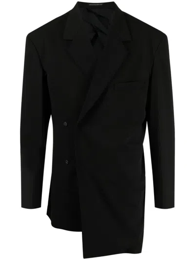 Yohji Yamamoto Doppelreihiges Sakko Mit Drapierung In Black