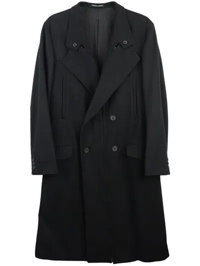 Yohji Yamamoto Double-breasted Wool Coat In Black