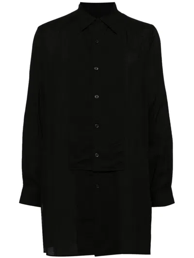 Yohji Yamamoto Loan Back Panelled Slit Shirt In Black