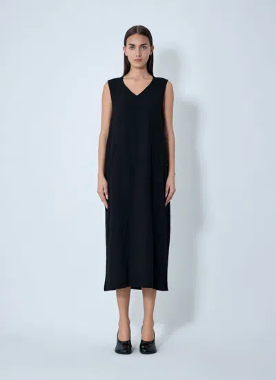 Yohji Yamamoto Double Knit Midi Dress In Black