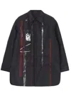 Yohji Yamamoto Tobacco Print Double Layer Padded Jacket In Black
