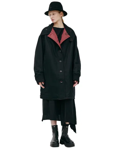 Yohji Yamamoto Double Sided Coat With Print In Red