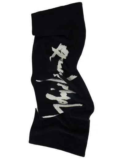 Yohji Yamamoto Double-sided Logo Towel In Black