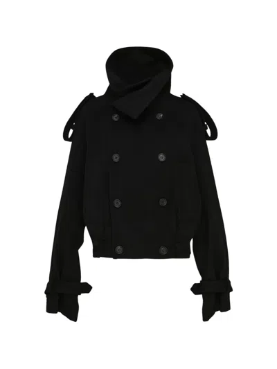 Yohji Yamamoto Double-breasted Trench Jacket In Black