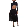 Yohji Yamamoto Drape & Gather Detail Silk Skirt In Black