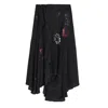 Yohji Yamamoto Drape & Gather Detail Silk Skirt In Black