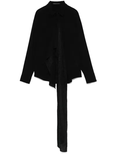 Yohji Yamamoto Drape-panel Shirt In Black