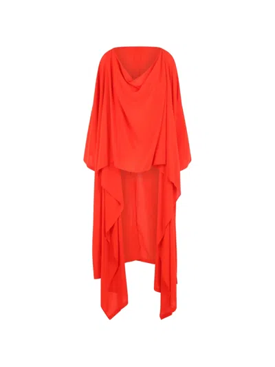 Yohji Yamamoto Draped Asymmetric Cape In Red