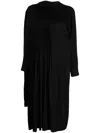 Yohji Yamamoto Draped Asymmetric Midi Dress In Black
