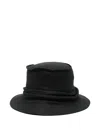 Yohji Yamamoto Black Drape Solid Bucket Hat In Black