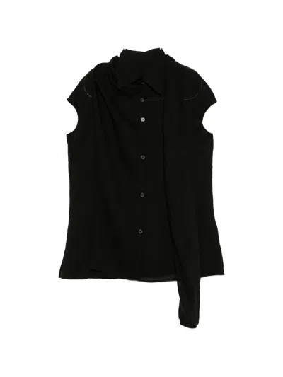 Yohji Yamamoto Draped Button-up Shirt In Black