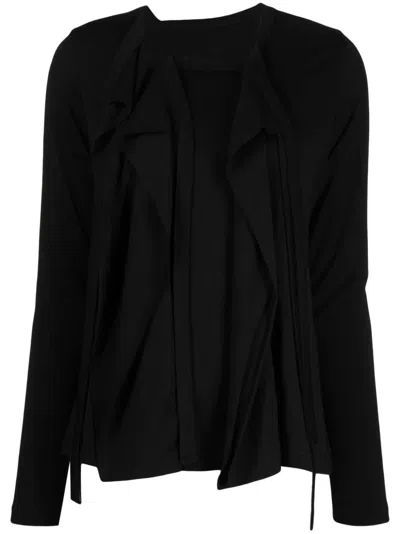 Yohji Yamamoto Draped-effect Wool Top In Black