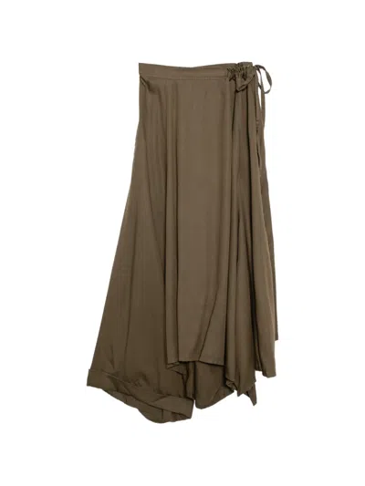 Yohji Yamamoto Draped Gathered-detail Skirt In Brown