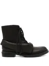 Yohji Yamamoto Draped Leather Boots In Black