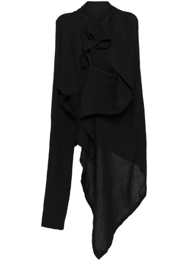Yohji Yamamoto Draped Linen Jacket In Black