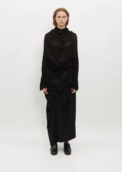 Yohji Yamamoto Draped Long Skirt In Black