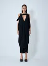Yohji Yamamoto Draped Maxi Dress In Black
