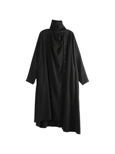 Yohji Yamamoto Draped Midi Dress In Black