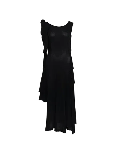 Yohji Yamamoto Draped Ruffled Dress In Multi