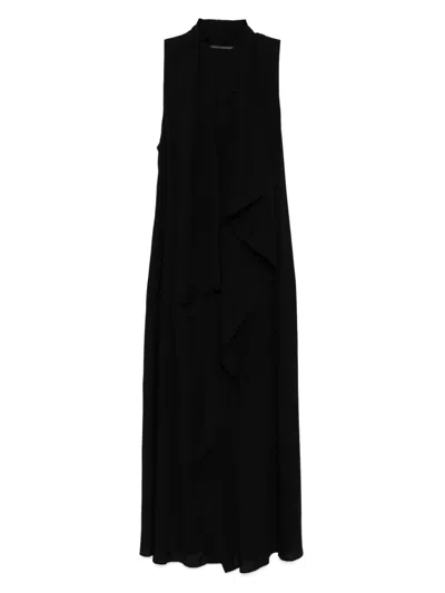 Yohji Yamamoto Draped Sleeveless Dress In Black