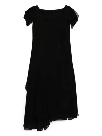 Yohji Yamamoto Draped Square-neck Dress In Black
