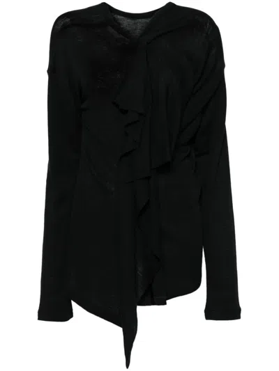 Yohji Yamamoto Multi Layer Top With Lace Detail In Black