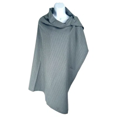 Pre-owned Yohji Yamamoto Draped Wool Pinstripe Gray Skirt Or Cape C1990