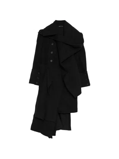 Yohji Yamamoto Draped-collar Coat In Black