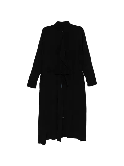 Yohji Yamamoto Draped-detail Belted Shirt Dress In Black