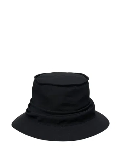 Yohji Yamamoto Draped-embellishment Bucket Hat In Green
