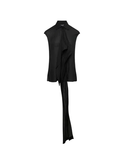 Yohji Yamamoto Front Stole French Sleeve Shirt In Black