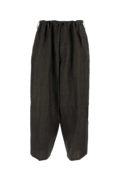 Yohji Yamamoto Drawstring Baggy Trousers In Grey