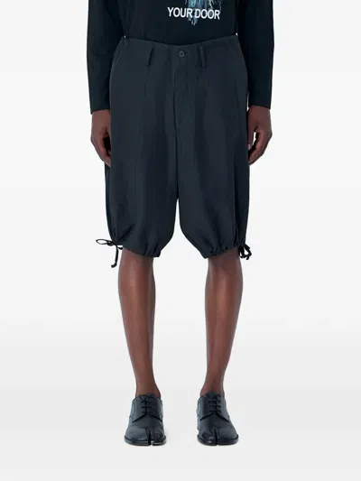 Yohji Yamamoto Drawstring Hem Shorts In Black