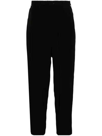 Yohji Yamamoto Drawstring Tapered Trousers In Black