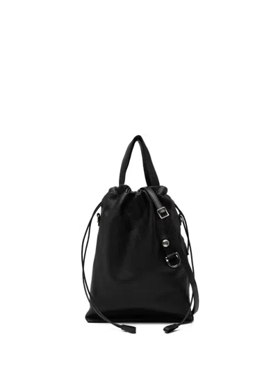 Yohji Yamamoto Drawstring Top Handle Mini Bag In Black