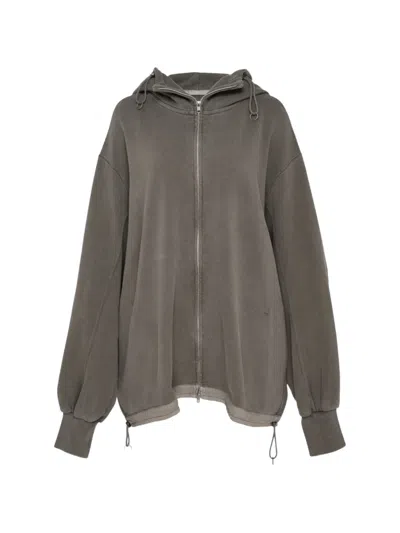 Yohji Yamamoto Drawstring-hem Hoodie Jacket In Gray