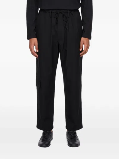 Yohji Yamamoto Drawstring-waist Gabardine Cargo Pants In Black