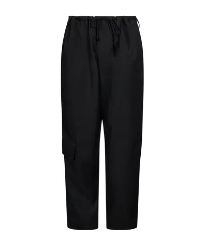 Yohji Yamamoto Drawstring-waist Gabardine Cargo Pants In Black