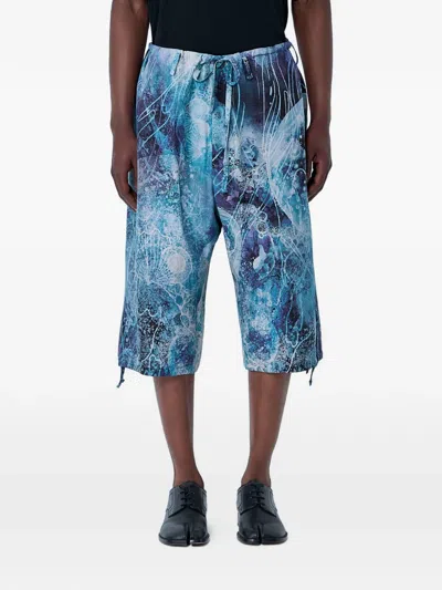 Yohji Yamamoto Drawstring-waist Wide-leg Shorts In Blue