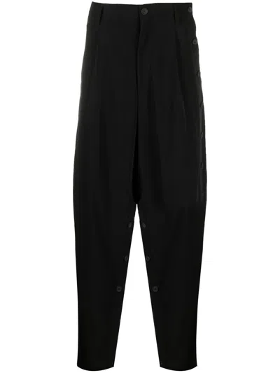 Yohji Yamamoto Drop-crotch Linen Trousers In Black