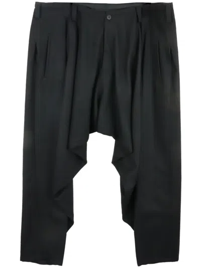 Yohji Yamamoto Drop-crotch Wool Trousers In Black